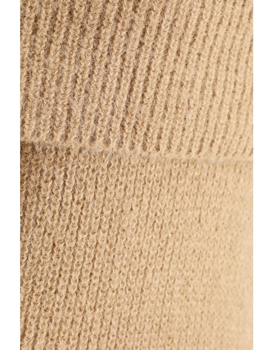 Stone Knitted Cold Shoulder Jumper Dress - 5