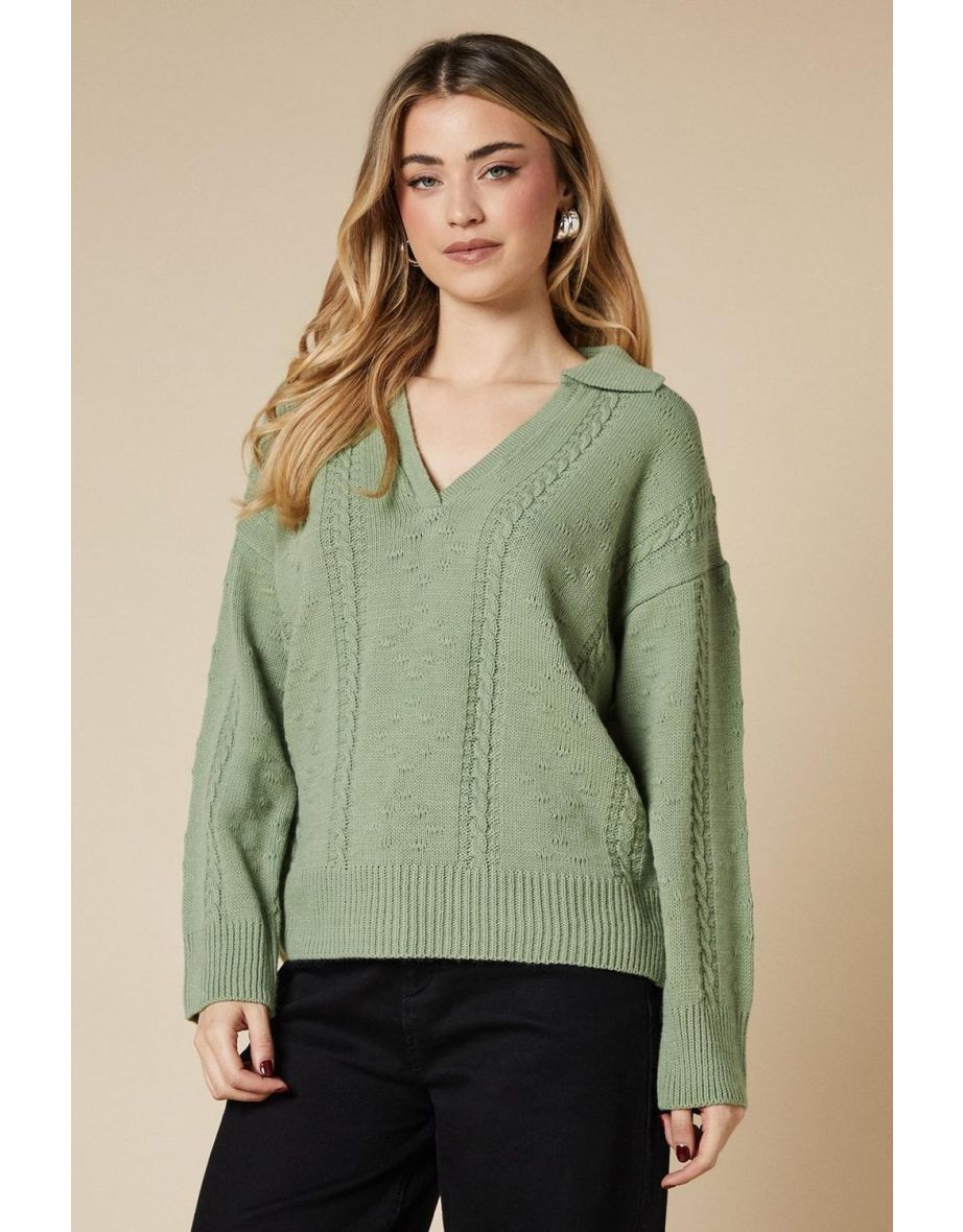 Cable Knit Collared Jumper