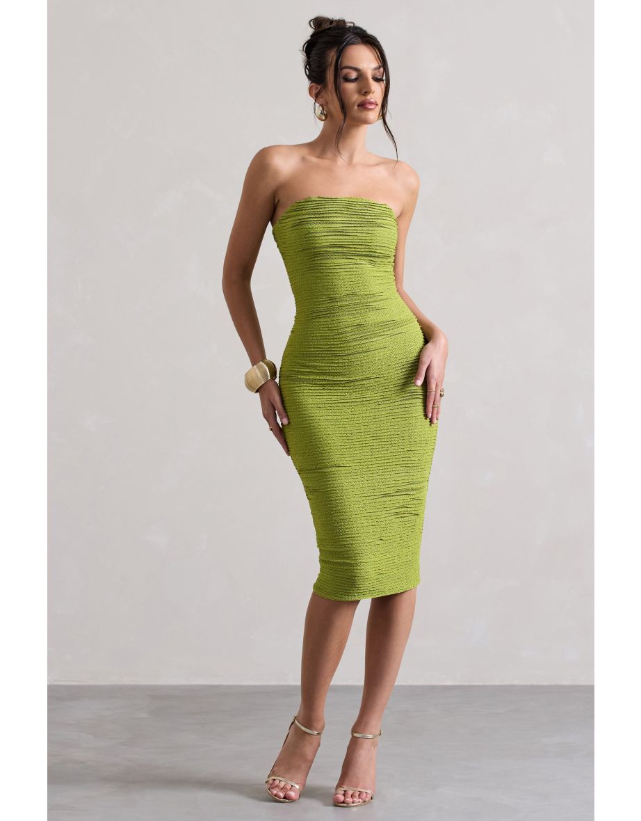Palau | Olive Green Crochet Bandeau Dress - 4