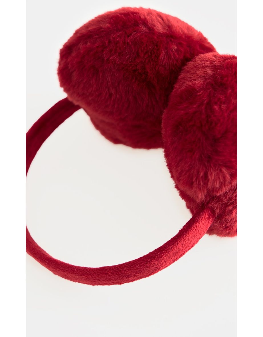 Burgundy Faux Fur Ear Muffs - 2