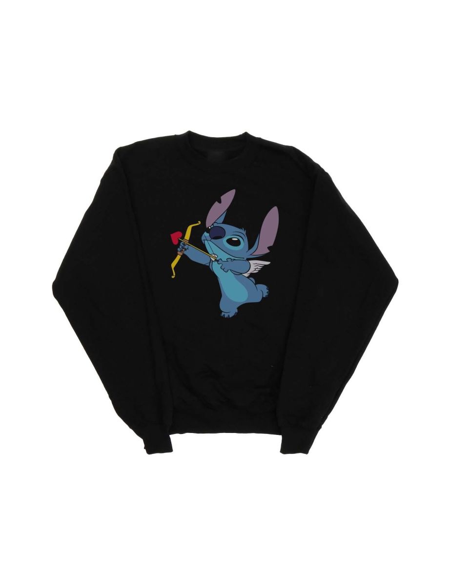 Disney Girls Lilo And Stitch Stitch Cupid Valentines Sweatshirt - Black