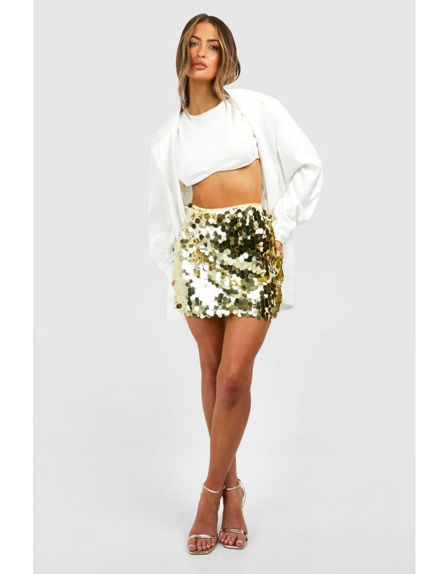 Festival Disc Sequin Mini Skirt - gold