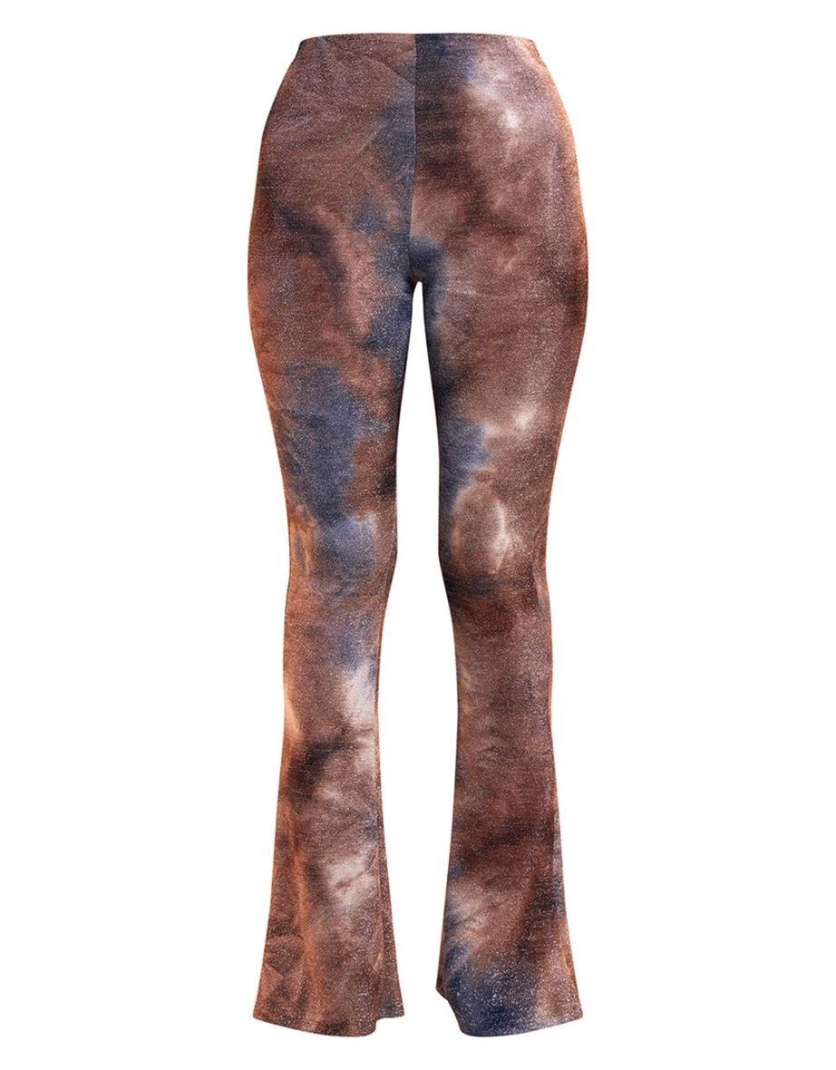 Brown Tie Dye Glitter Flares - 4