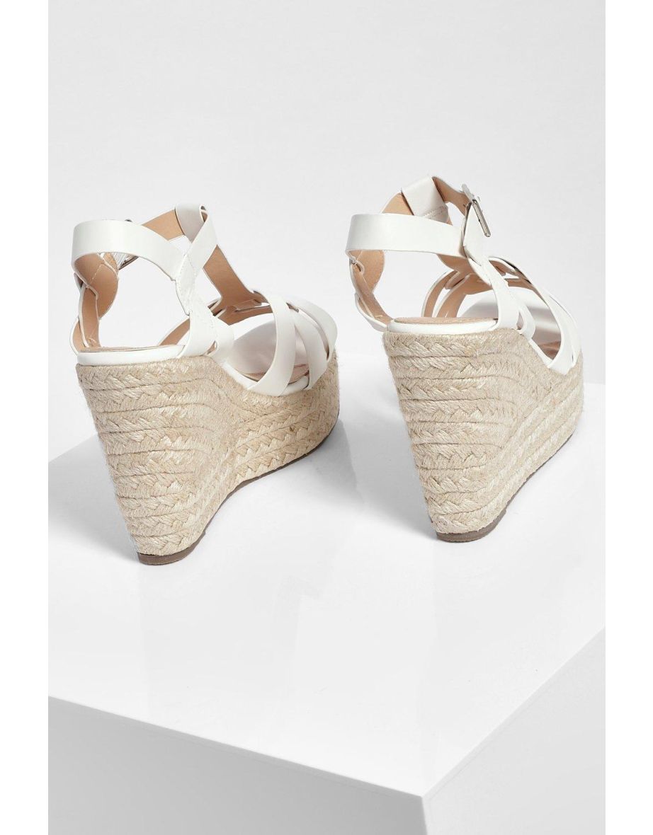 Woven Front Espadrille Wedge - white - 3