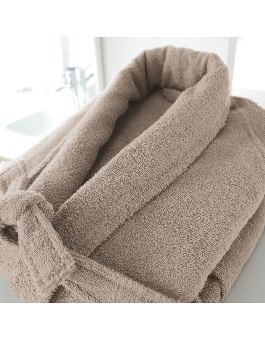 Bathrobe with Shawl Collar and Patch Pockets - 3