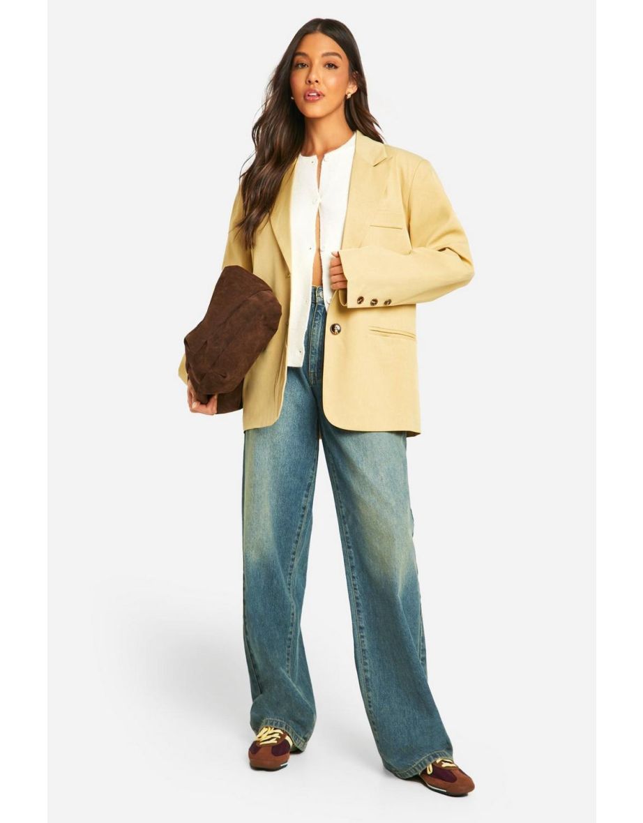 Single Breasted Relaxed Fit Tailored Blazer - butter