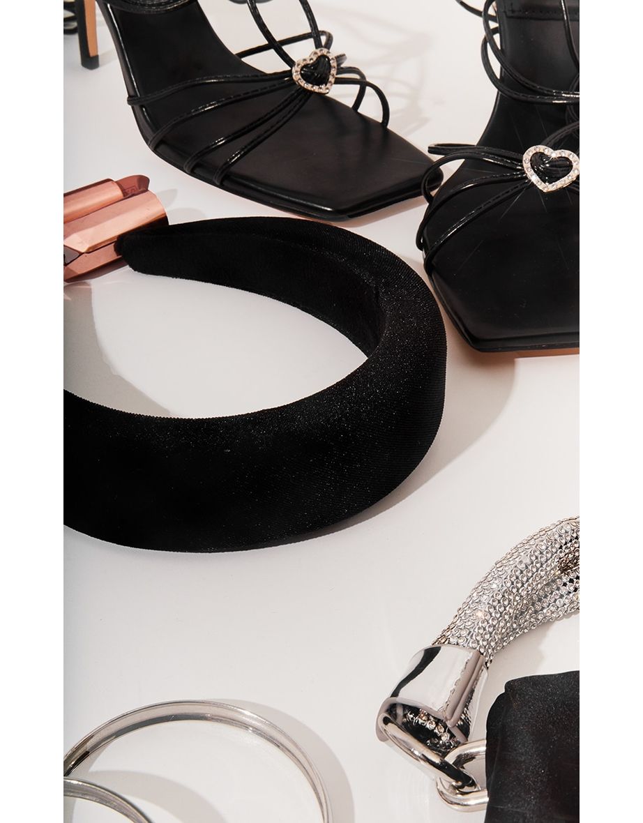 Black Velvet Padded Headband - 2