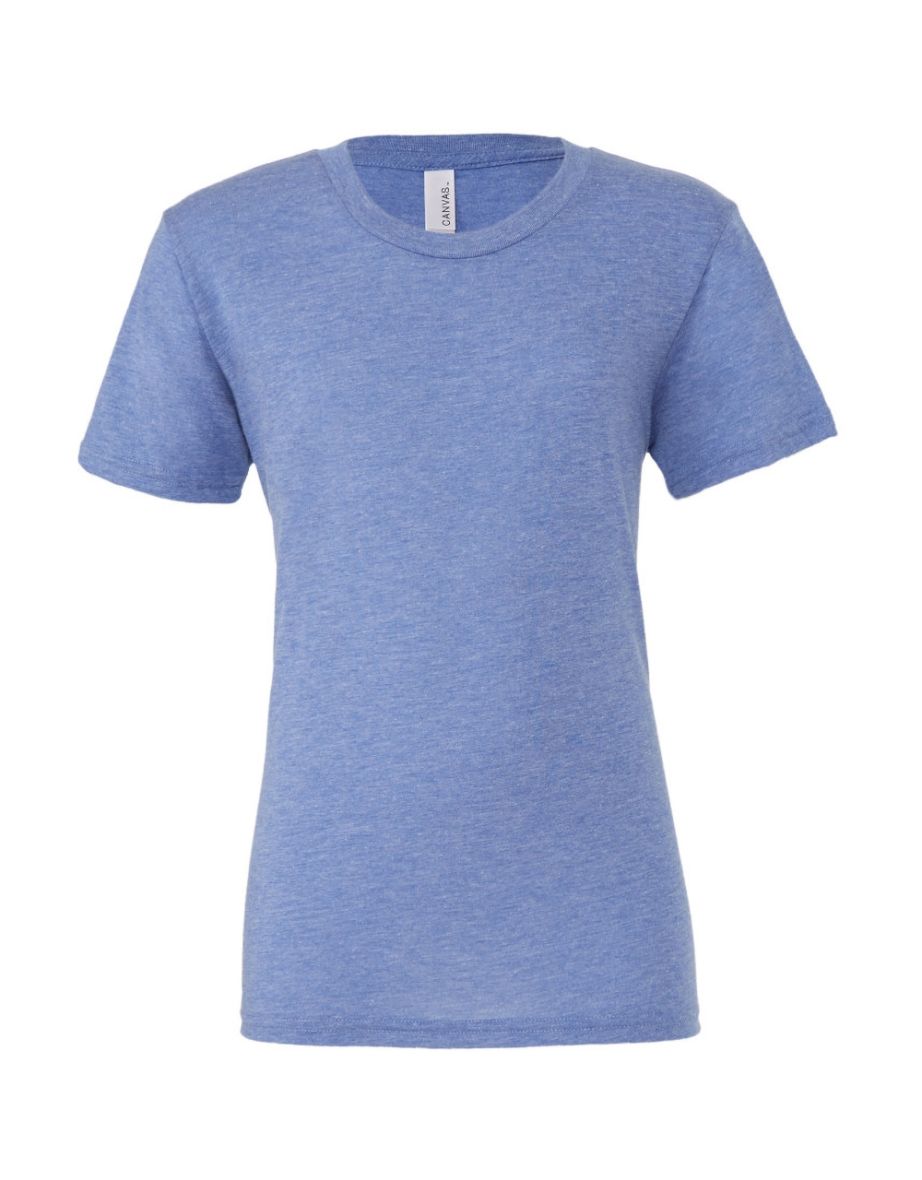 Canvas Mens Triblend Crew Neck Plain Short Sleeve T-Shirt - Blue Triblend