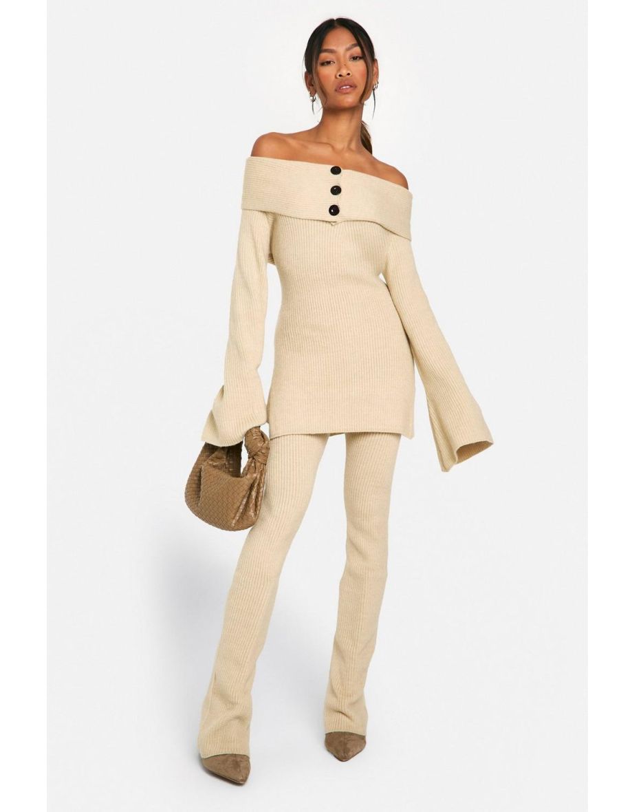 Premium Rib Bardot Knitted Sweater