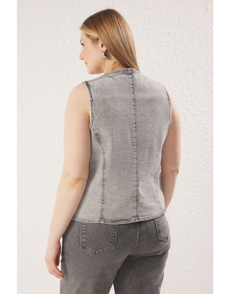 Gray Denim Vest - 4