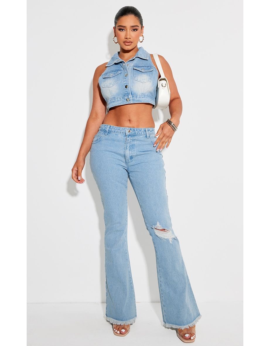 Shape Vintage Wash Denim Lace Up Front Corset