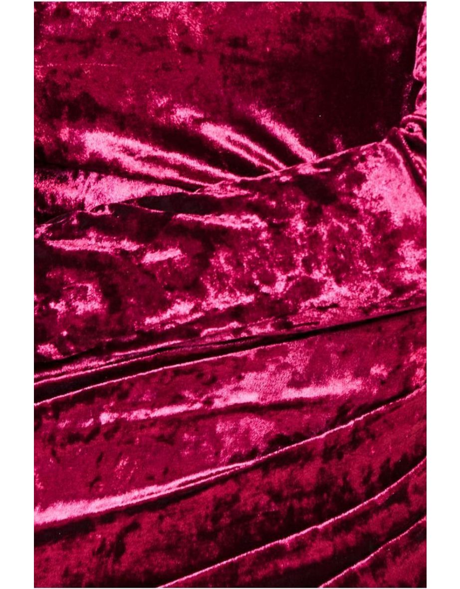 Goddiva Flared Hem Ice Velvet Maxi - Burgundy - 3