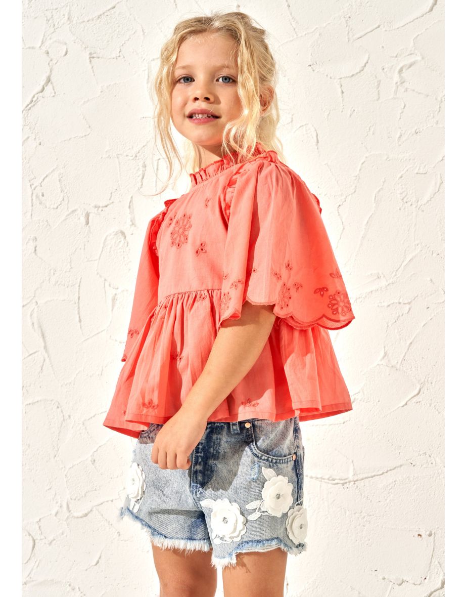 Flo Orange Broderie Swing Top - 2