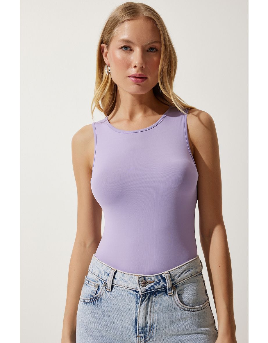 Women's Lilac Sleeveless Snap-On Knitted Top