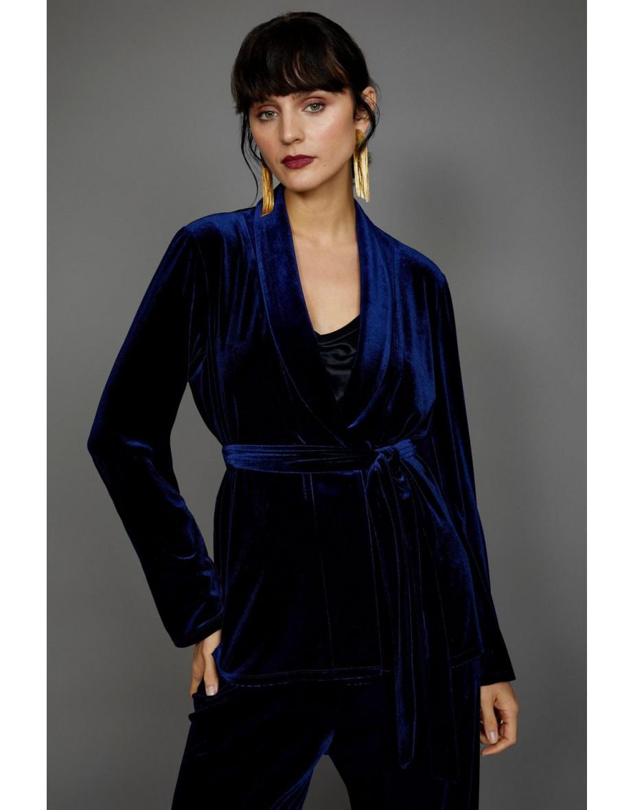 Velvet Belted Jacket - midnight