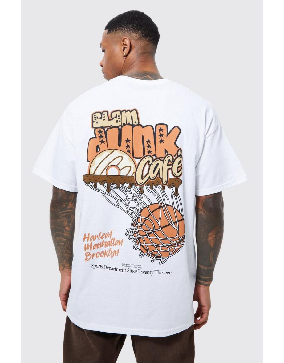 Oversized Slam Dunk Café Graphic T-shirt - white