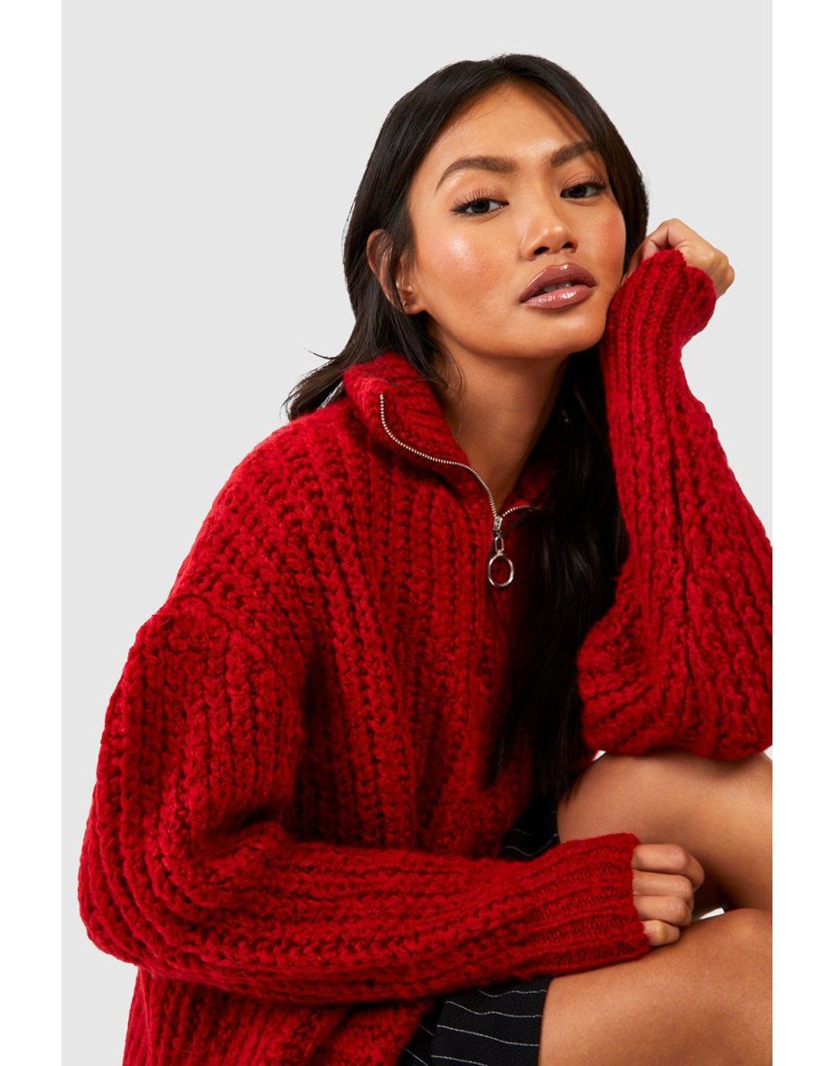 Chunky Half Zip Jumper - red - 3