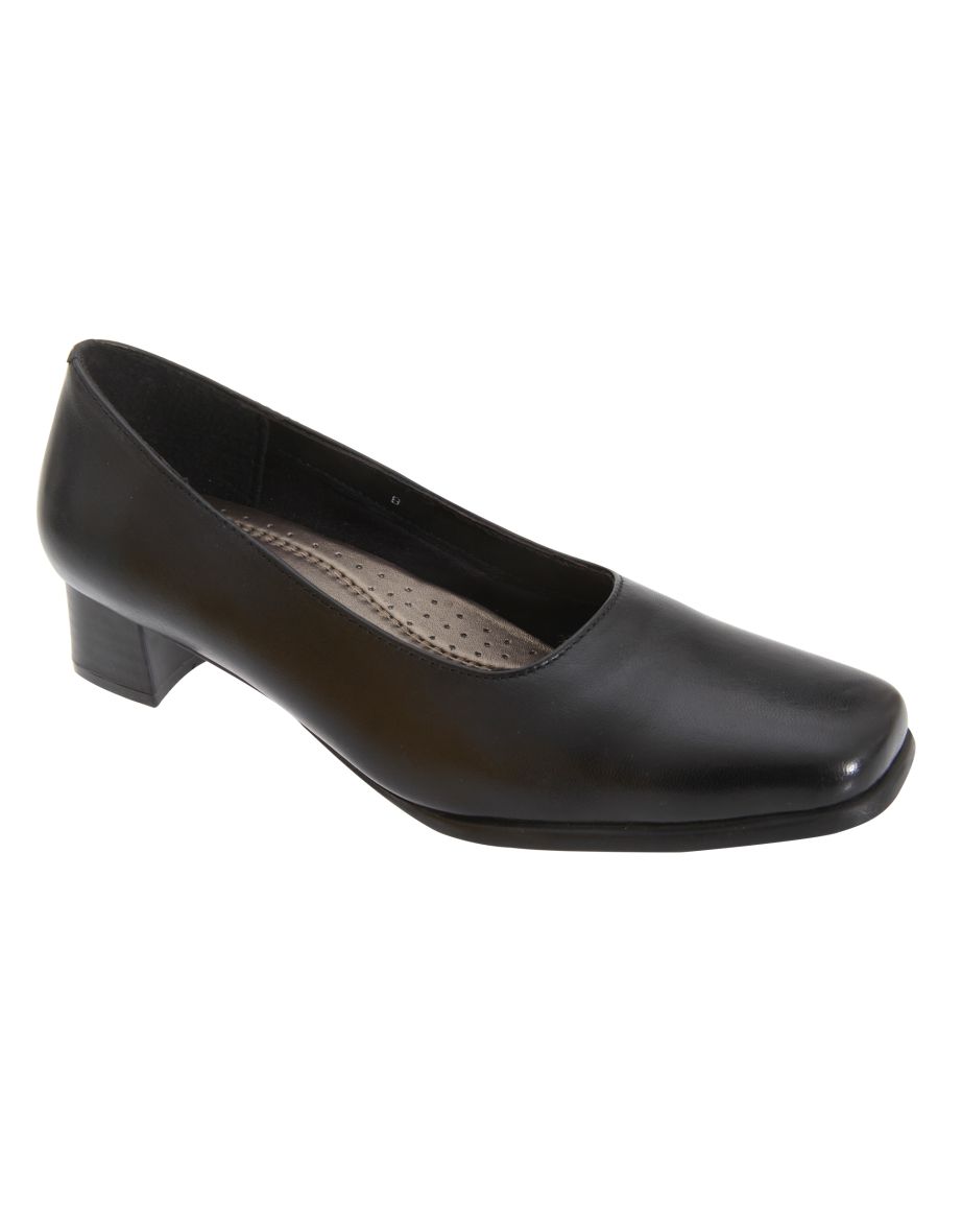 Mod Comfys Womens/Ladies Plain Leather Court Shoes - Black