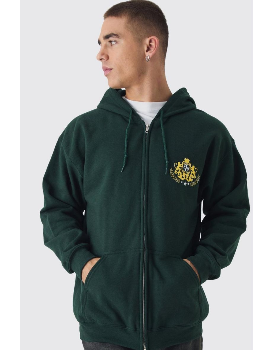 MMXII Back Print Zip Through Hoodie - green