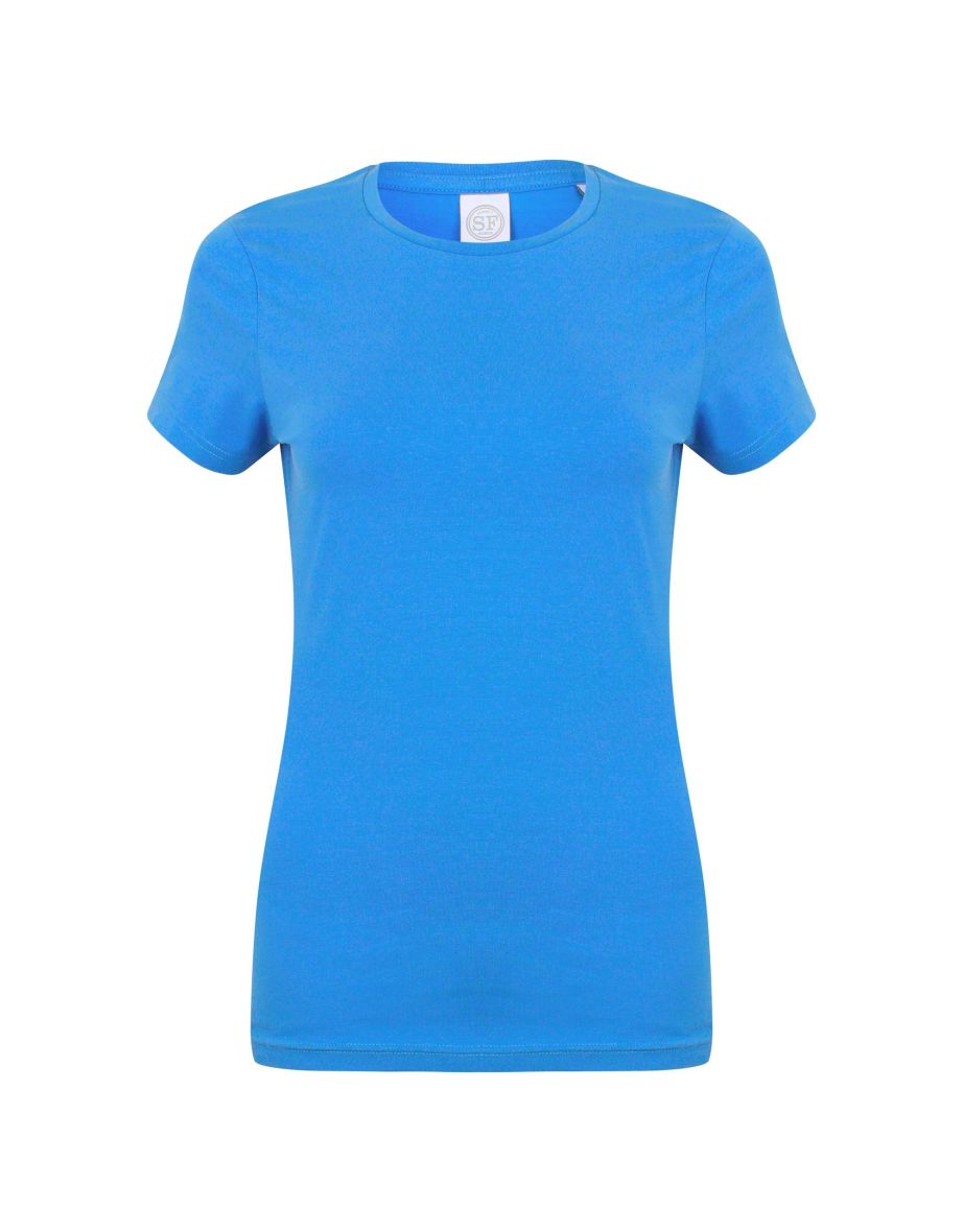 Skinni Fit Womens/Ladies Feel Good Stretch Short Sleeve T-Shirt - Heather Blue