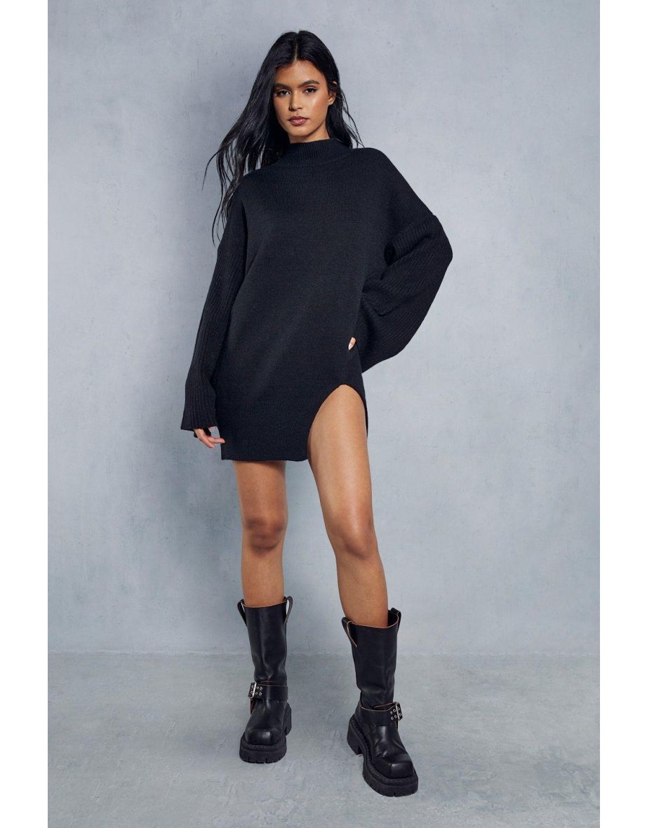 Split Detail Fluted Sleeve Jumper