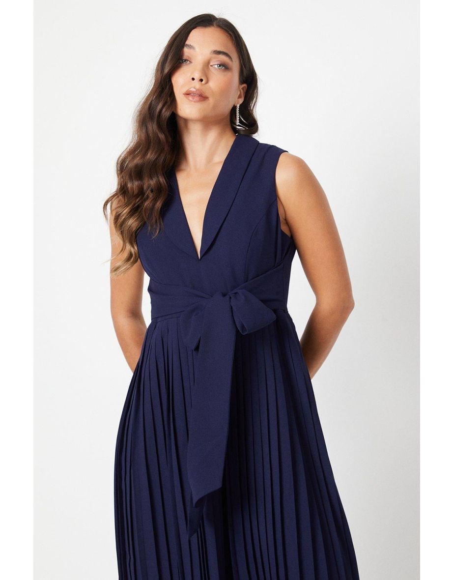 Petite Pleated Wide Leg Sleeveless Jumpsuit - 3