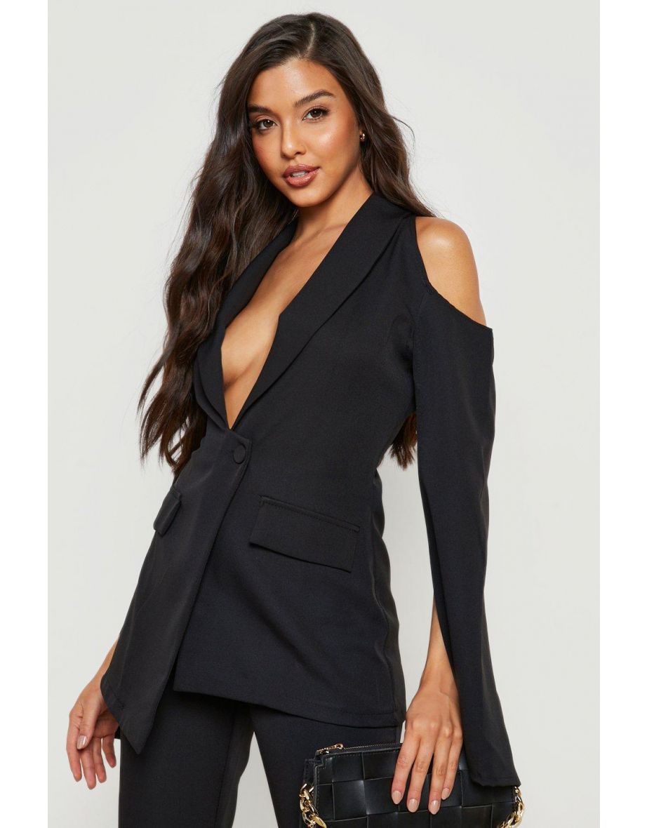 Open shoulder blazer hot sale