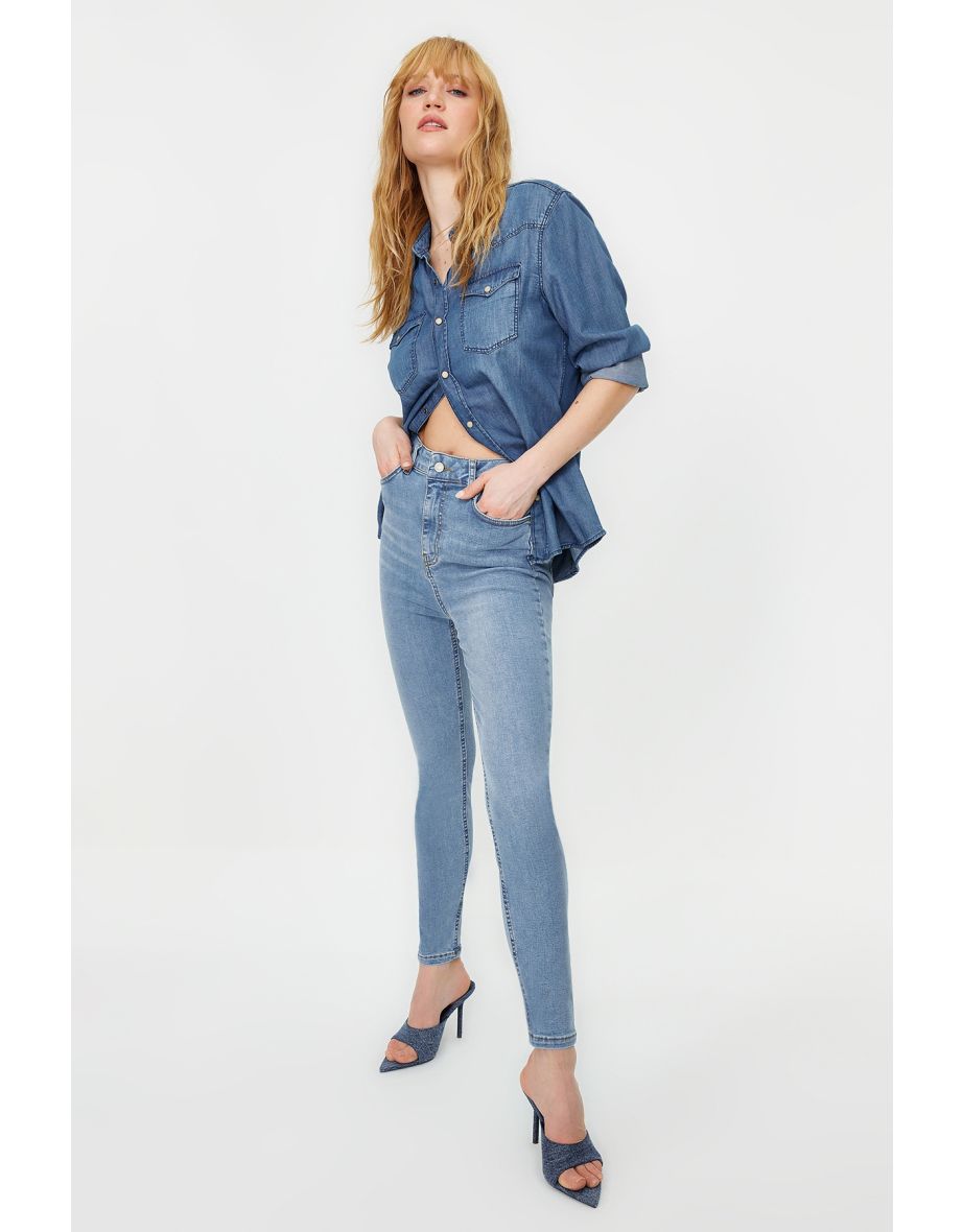 Light Blue Push Up High Waist Skinny Jeans