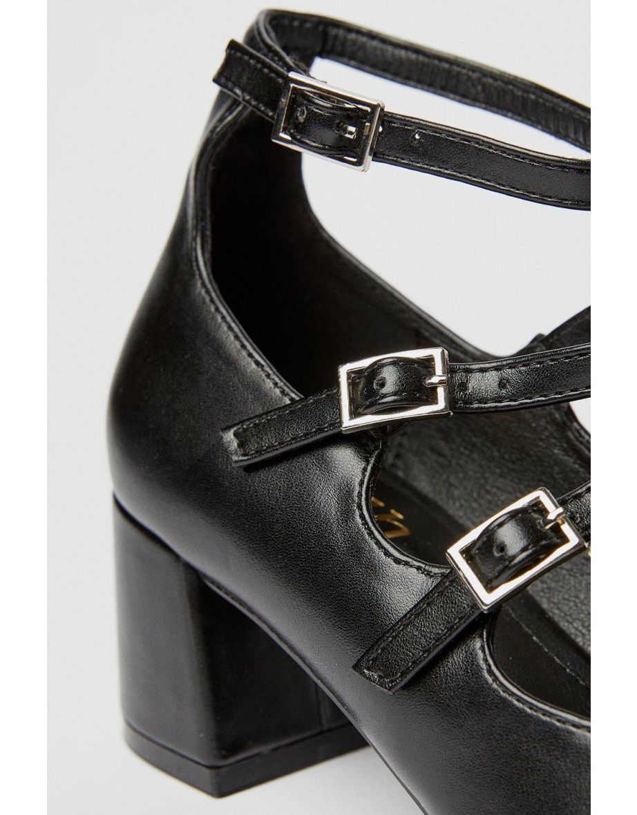 Faith: Chantelle Square Toe Strappy Mary Jane Court Shoes - 3