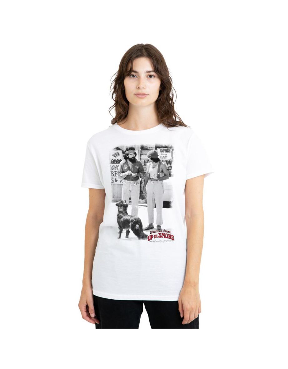 Cheech & Chong Unisex Adult Up In Smoke Square T-Shirt - White