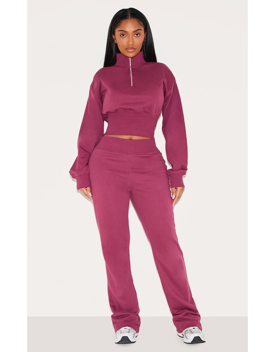 Shape Burgundy Ribbed Waistband Flared Trousers