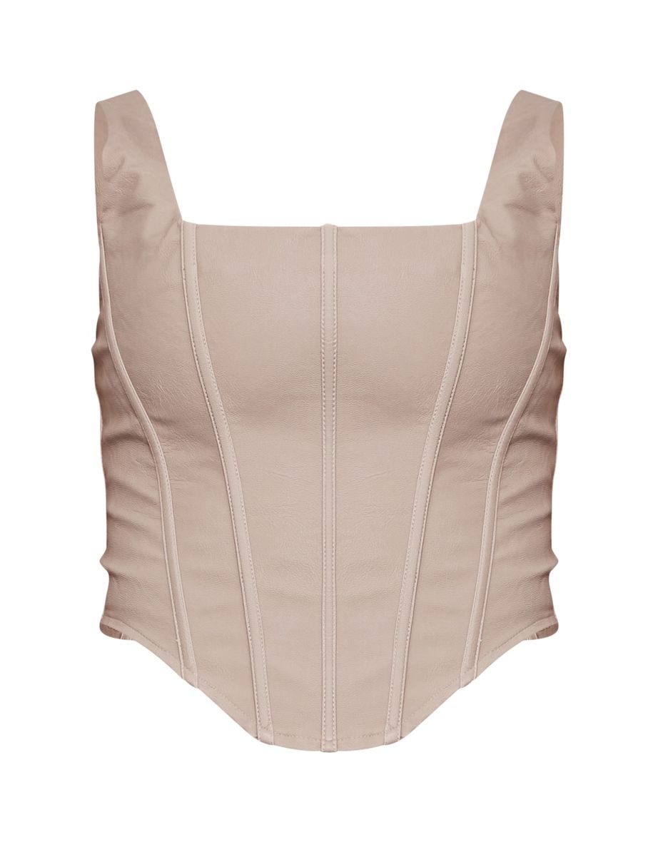 Tall Stone Faux Leather Corset Top - 4