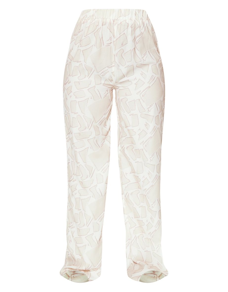 Nude Print Woven Elasticated Waist Wide Leg Trousers - 4