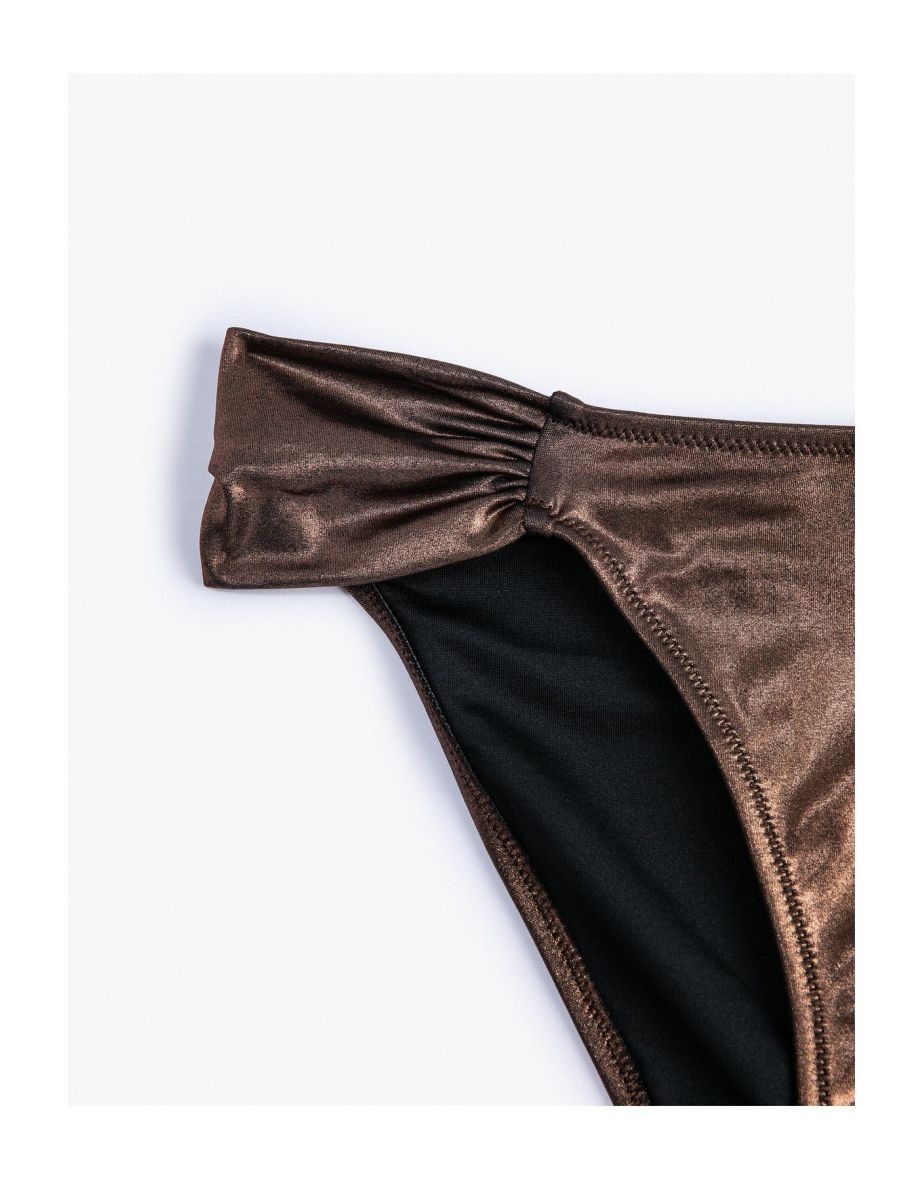 Bikini Bottoms with Draped Detail on the Shiny Sides, Normal Waist. - 7