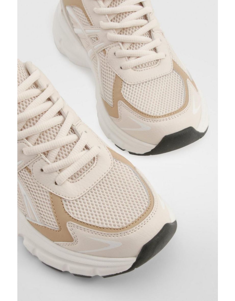 Contrast Stripe Chunky Sporty Dad Trainers - nude - 3