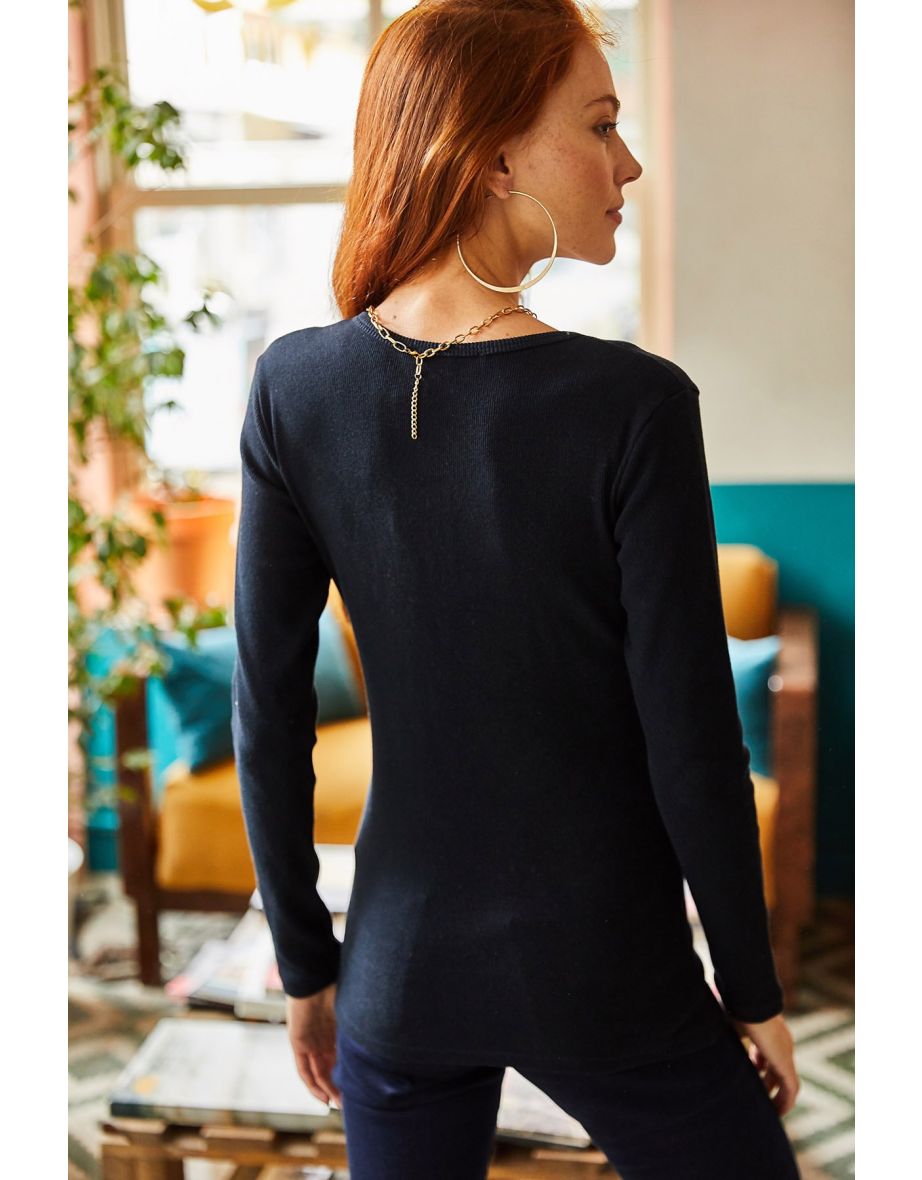 Blouse - Navy blue - Fitted - 4