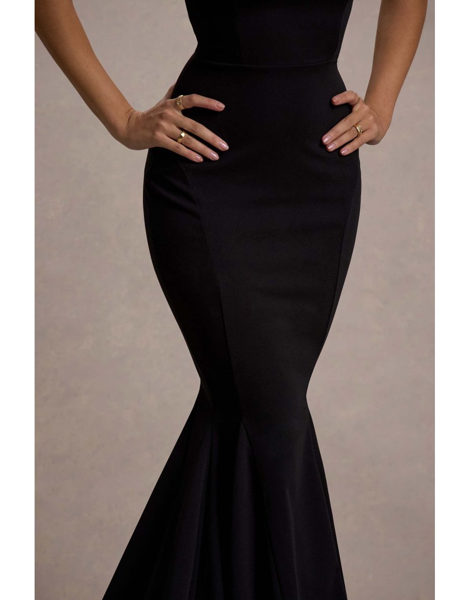 Impress Me | Black Strapless Bandeau Fishtail Maxi Dress - 6