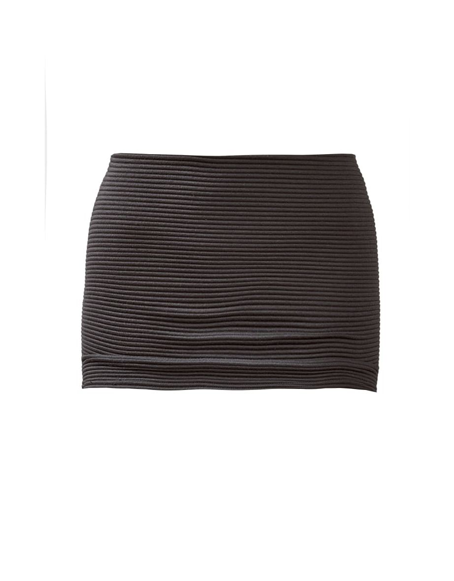 Charcoal Grey Jumbo Rib Low Rise Micro Mini Skirt - 5