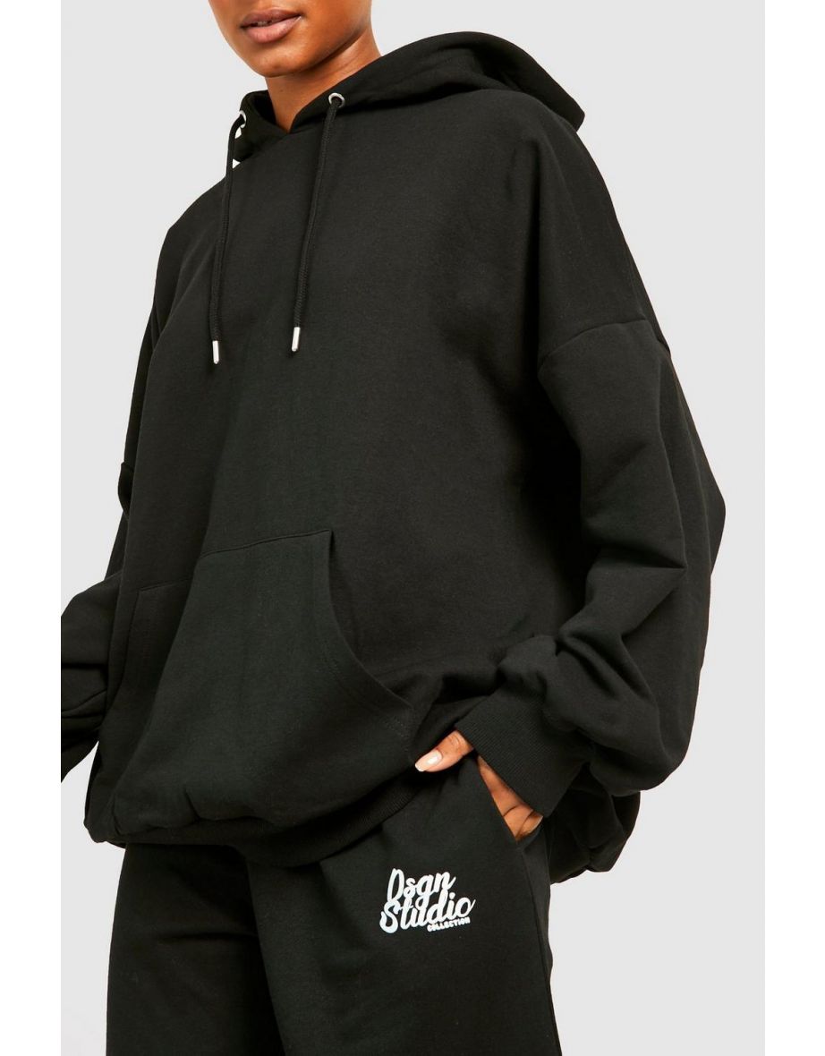 Tall Thick Hem Super Oversized Hoodie - black - 3