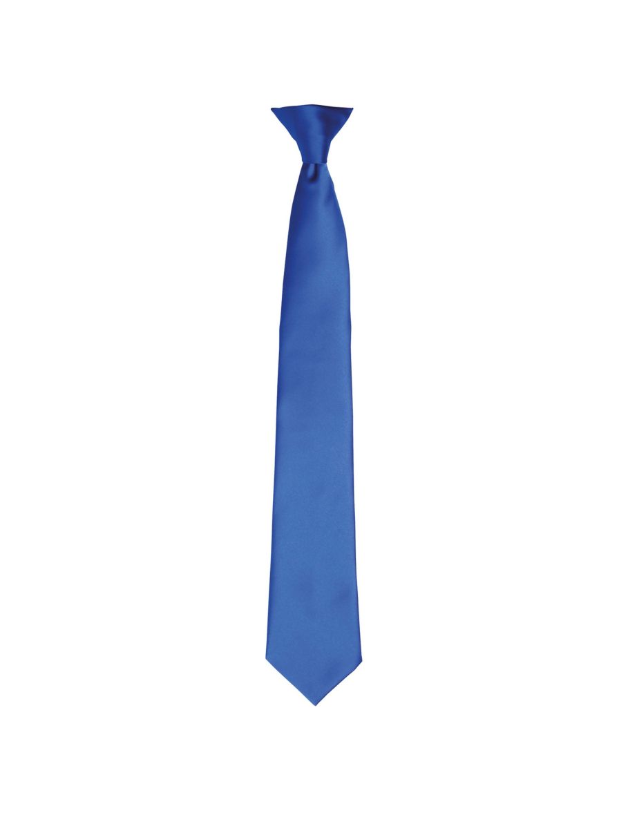 Premier Colours Mens Satin Clip Tie - Royal