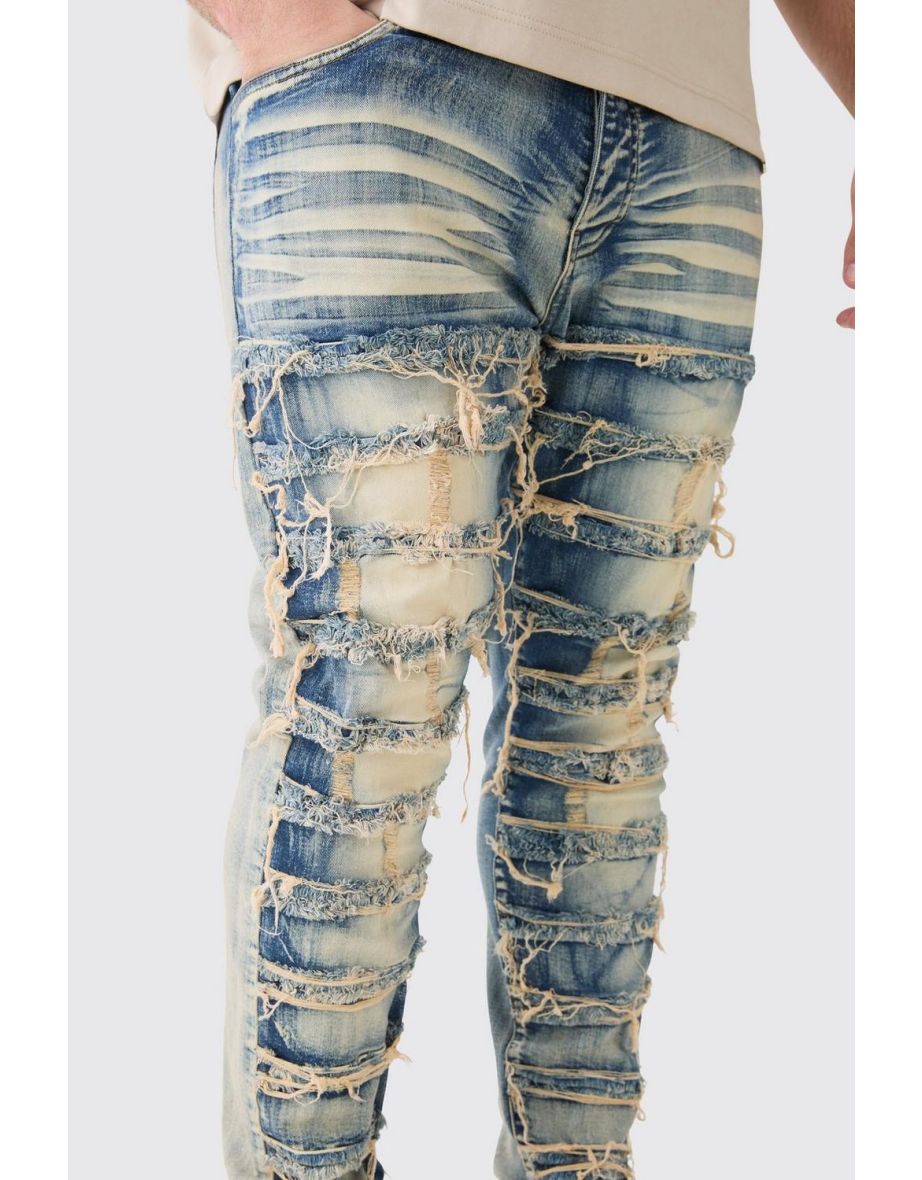 Plus Stretch Skinny Rip And Repair Jean - mid blue - 2