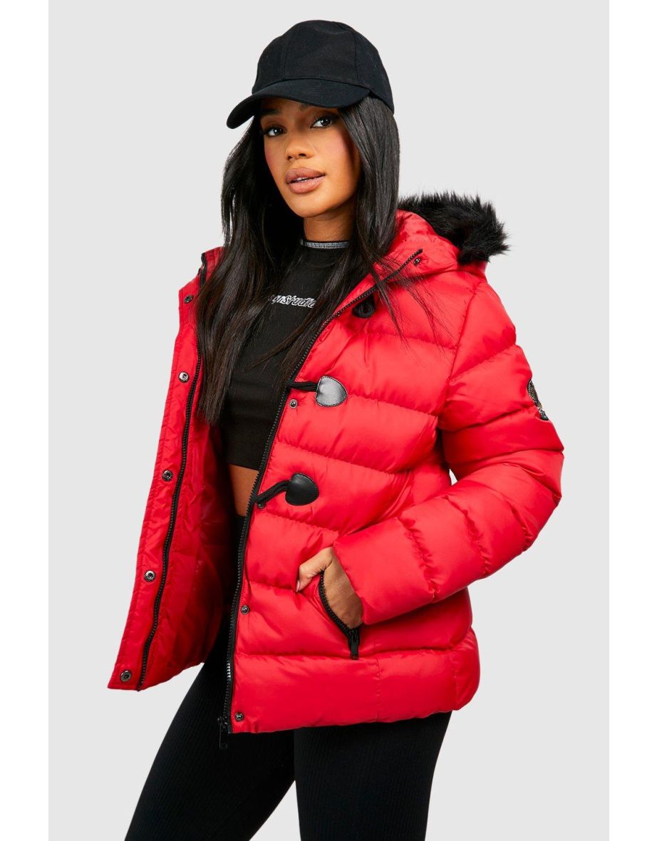 Short Quilted Bubble Jacket - red