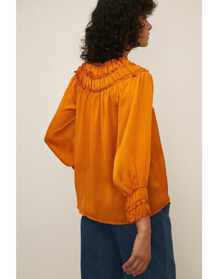 Ruched Yoke Panel Top - 2