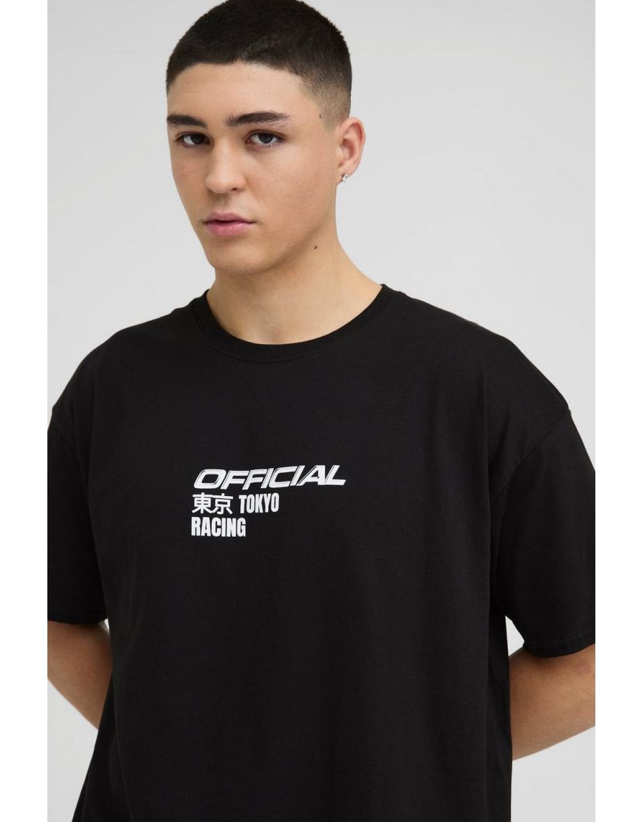 Oversized Official Racing Graphic T-Shirt - black