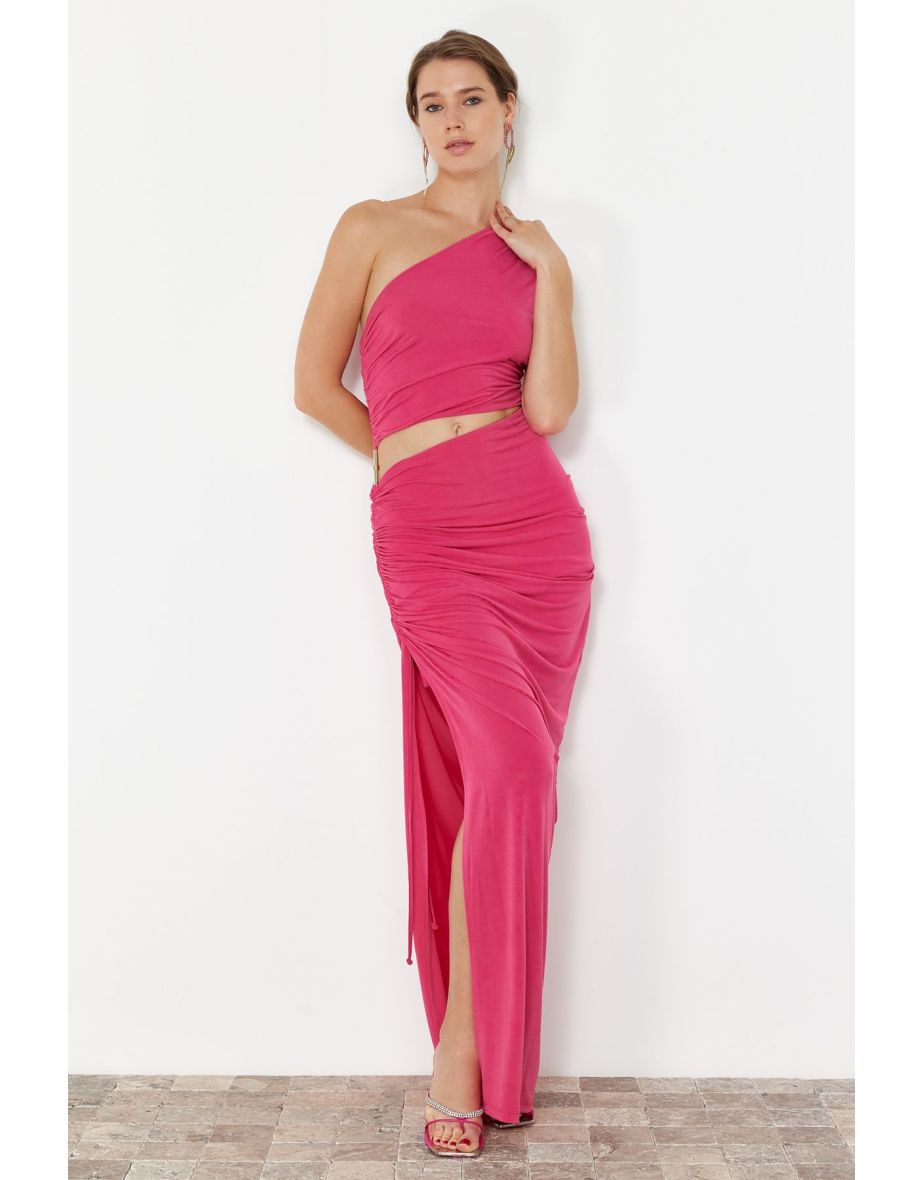 Limited Edition Fuchsia Fitted Evening Dress with Accessories