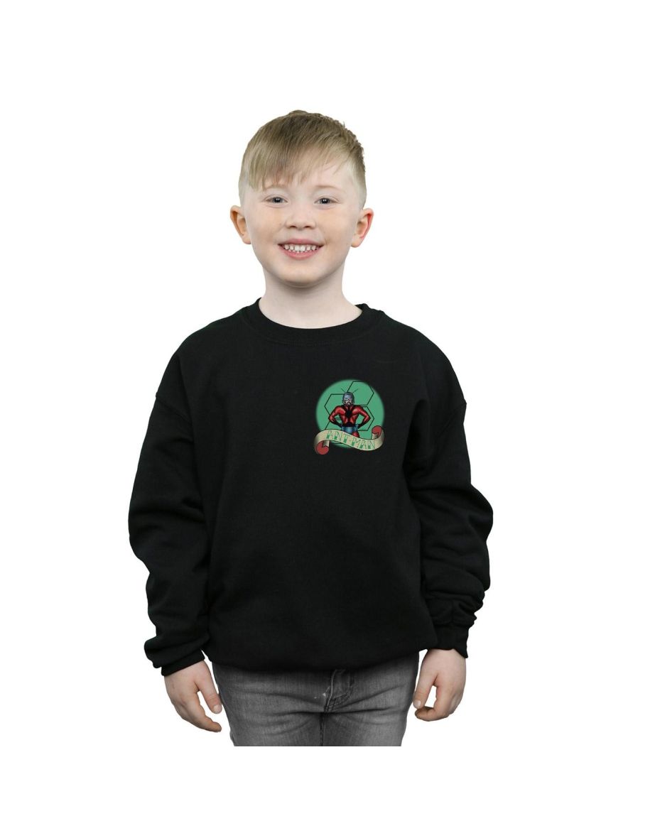 Marvel Boys Ant-Man Tattoo Breast Print Sweatshirt - Black