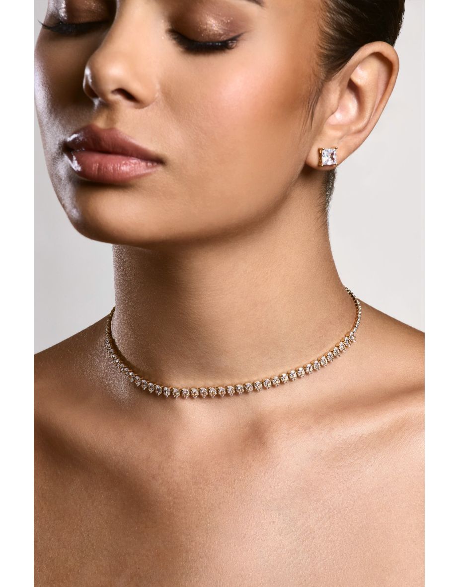 Sadie | Gold Diamante Tennis Necklace - 7