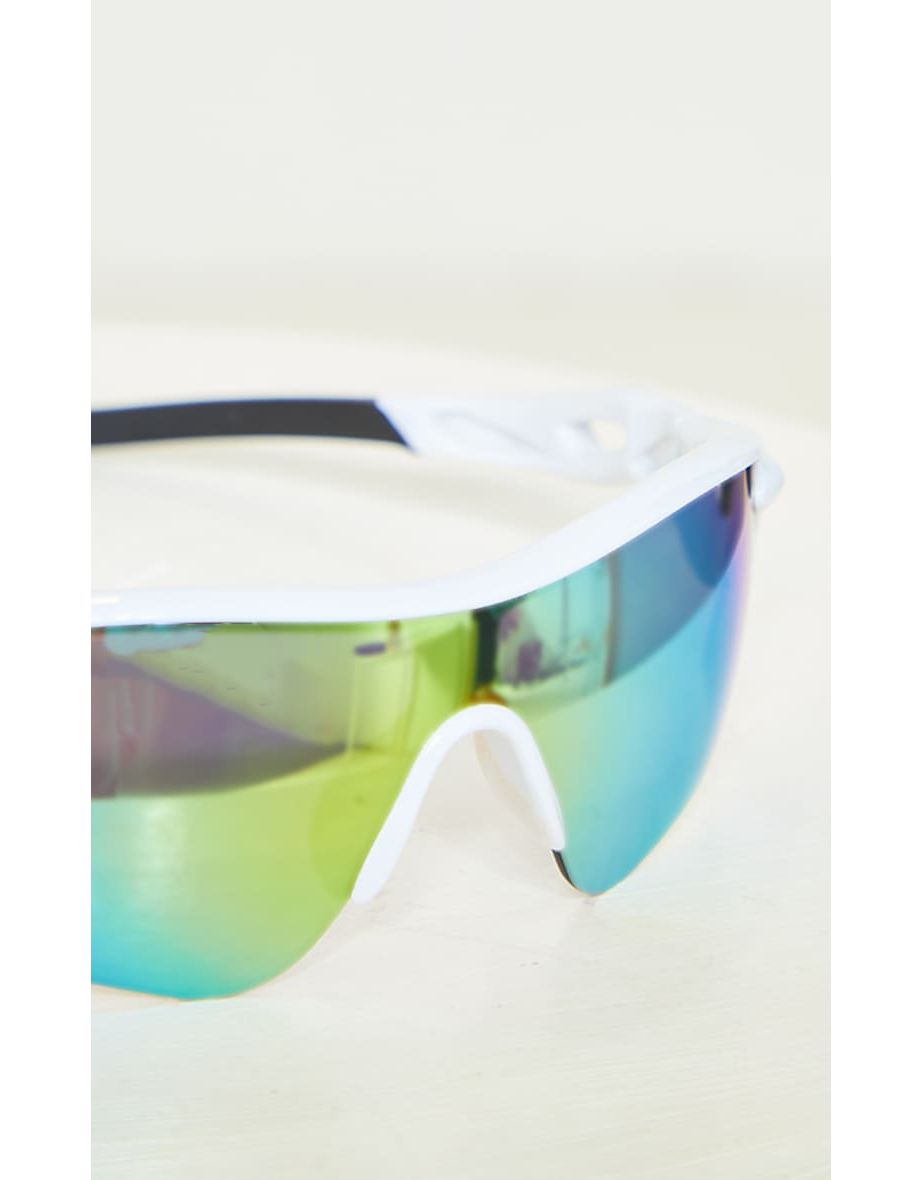 White Cut Out Sporty Sunglasses - 2