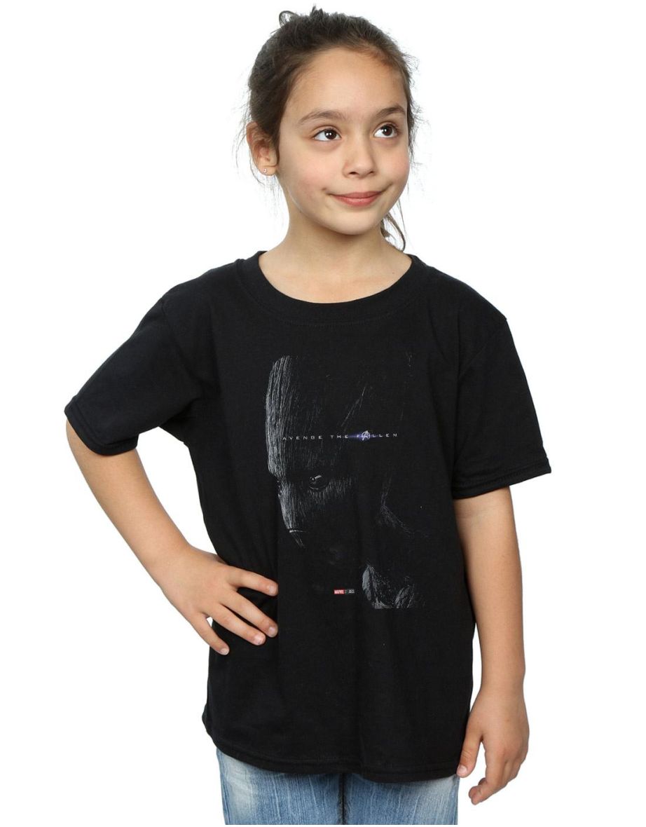 Marvel Girls Avengers Endgame Avenge The Fallen Groot Cotton T-Shirt - Black