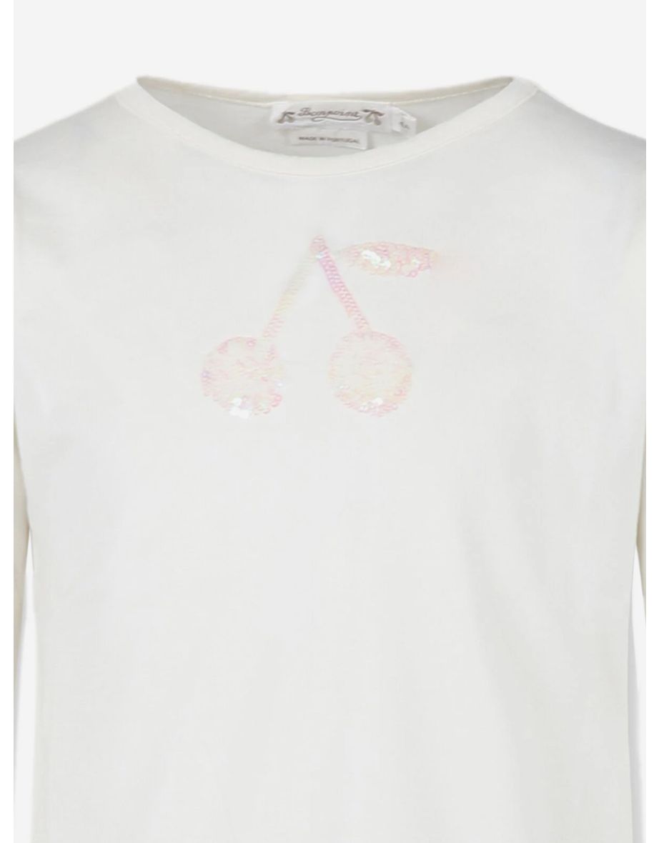 Bonpoint Girls Gracieuse Long Sleeve T-Shirt in White - 2